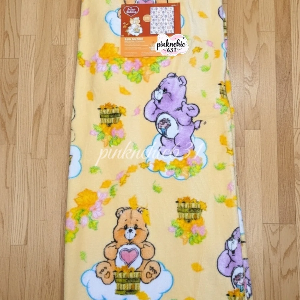 Viral Care Bears Fall Autumn Leaves Plush Twin Blanket 60 X 90